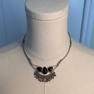 Silver and Green Necklace
